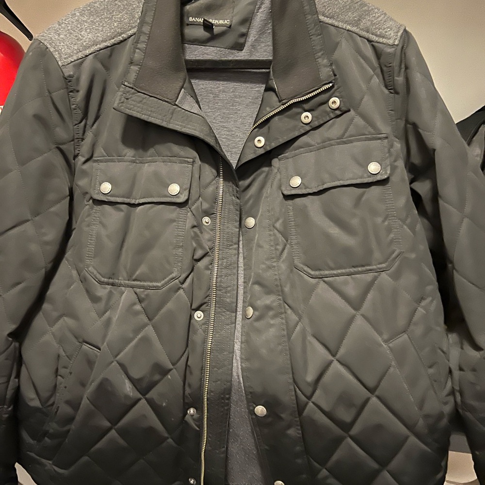 Banana Republic Men's Quilted Puffer Jacket - Dark Gray